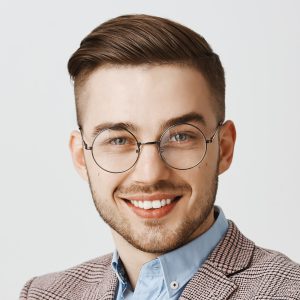 handsome businessman suit glasses cross arms chest look 3
